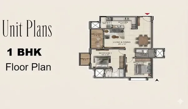 Featured image of Prestige Ivy Green 1 BHK Floor Plan