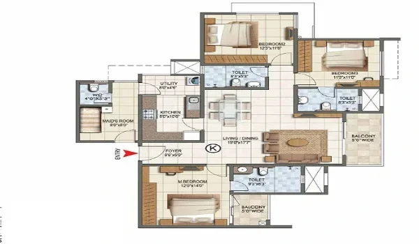 Featured Image of Prestige Ivy Green 3 BHK Apartment Floor Plan