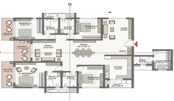Featured Image of Prestige Ivy Green 4 BHK Apartment Floor Plan